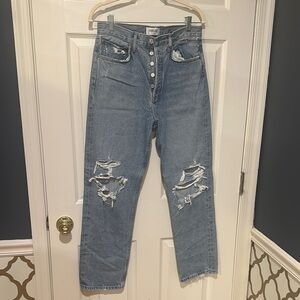 Distressed Blue Jeans